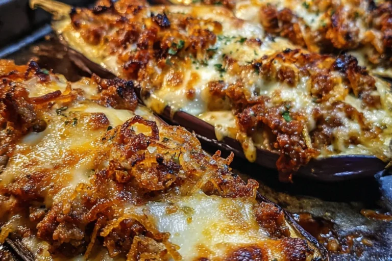 cheesy stuffed eggplant boats