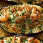 creamy shrimp stuffed eggplants