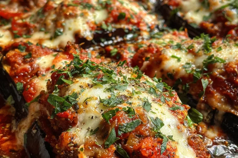 italian stuffed eggplant parmesan boats