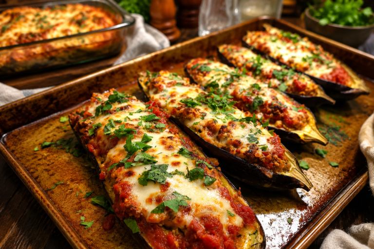 lasagna stuffed eggplant boats