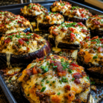 bacon cheeseburger stuffed eggplant rounds