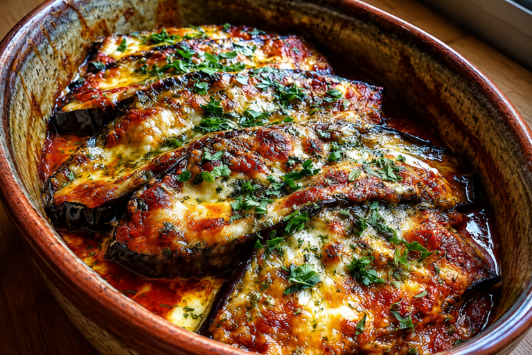 baked cheesy eggplant parmesan