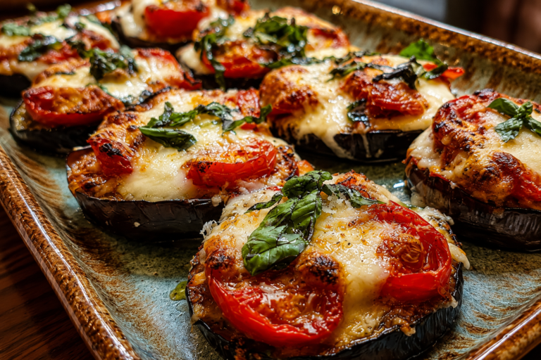 caprese stuffed eggplant rounds