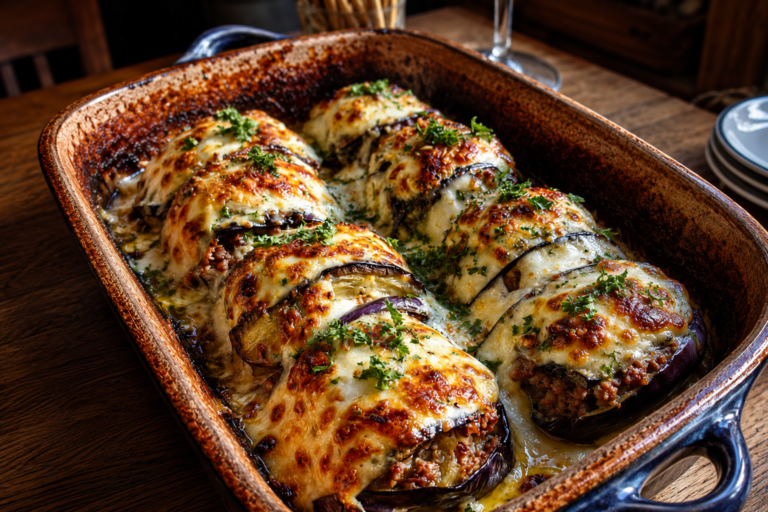 Cheesy beef lasagna stuffed eggplant rolls: a must-try! 2 cheesy beef lasagna stuffed eggplant rolls