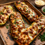 cheesy beef stuffed zucchini boats