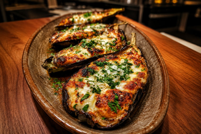cheesy ricotta parmesan stuffed eggplant