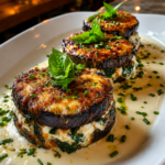 creamy spinach beef eggplant stacks