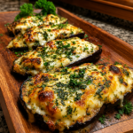 creamy spinach beef eggplant stacks