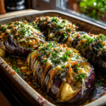 crispy parmesan hasselback eggplant