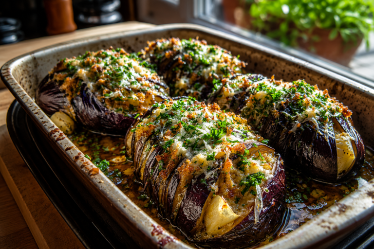 Crispy parmesan hasselback eggplant that's irresistible! 2 crispy parmesan hasselback eggplant