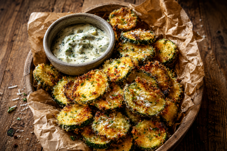 Crispy parmesan zucchini chips that everyone will love! 2 crispy parmesan zucchini chips