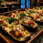 garlic parmesan chicken stuffed eggplant